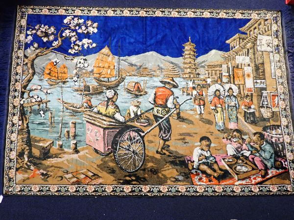 A MACHINE-MADE RUG, WITH CHINESE SCENE