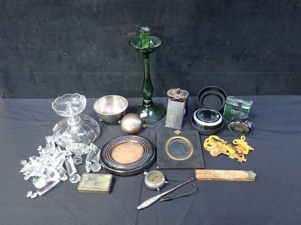 A GREEN GLASS CANDLESTICK OF GEORGE III STYLE