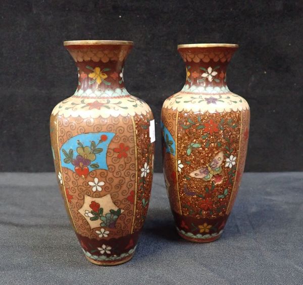 A PAIR OF CLOISONNE VASES