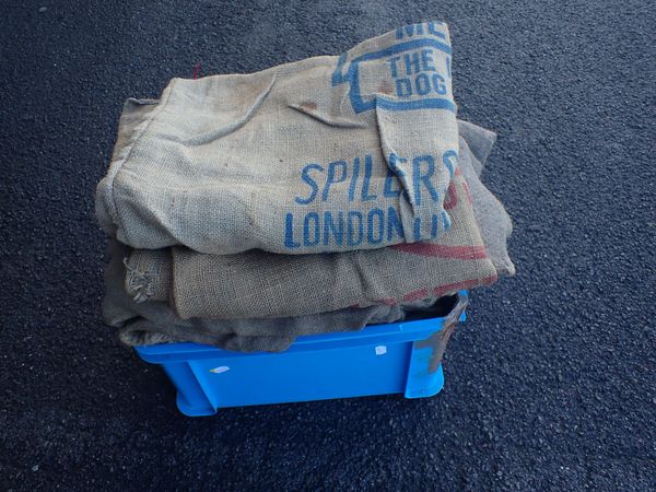 A COLLECTION OF  OLD HESSIAN SACKS