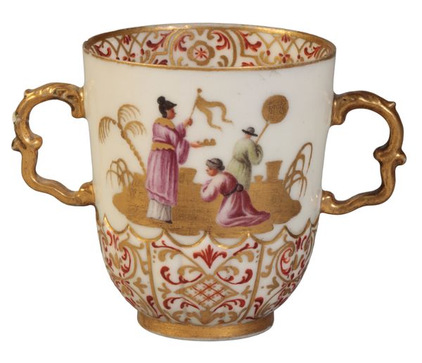 A CAPODIMONTE TWO-HANDLED BEAKER