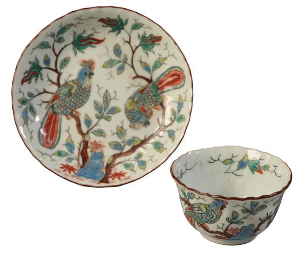 A CHINESE TEA BOWL AND SAUCER