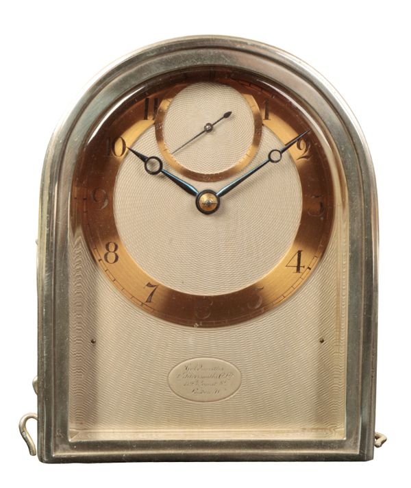 A SILVER CARRIAGE CLOCK