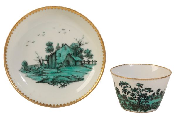 A CHINESE SAUCER PAINTED “EN CAMAÏEU VERTE”