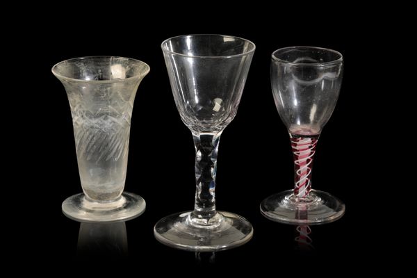 THREE GEORGE III WINE GLASSES