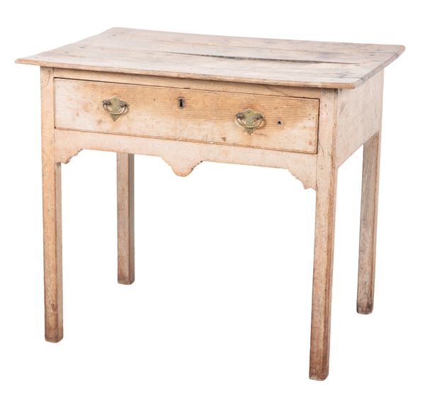 A GEORGE III LIMED OAK SIDE TABLE