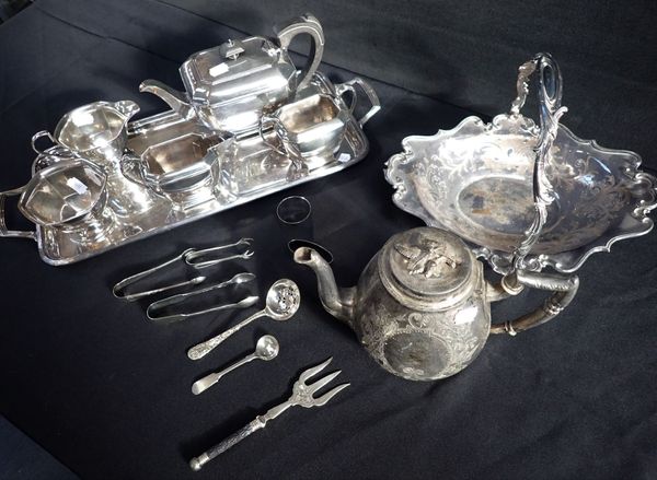 A HARRODS THREE-PIECE ART DECO SILVER-PLATED TEA SET