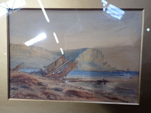 SHIP WRECK, DORSET COAST (?) WATERCOLOUR, 19TH CENTURY