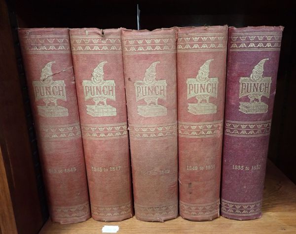 FIVE 19TH CENTURY VOLUMES OF PUNCH