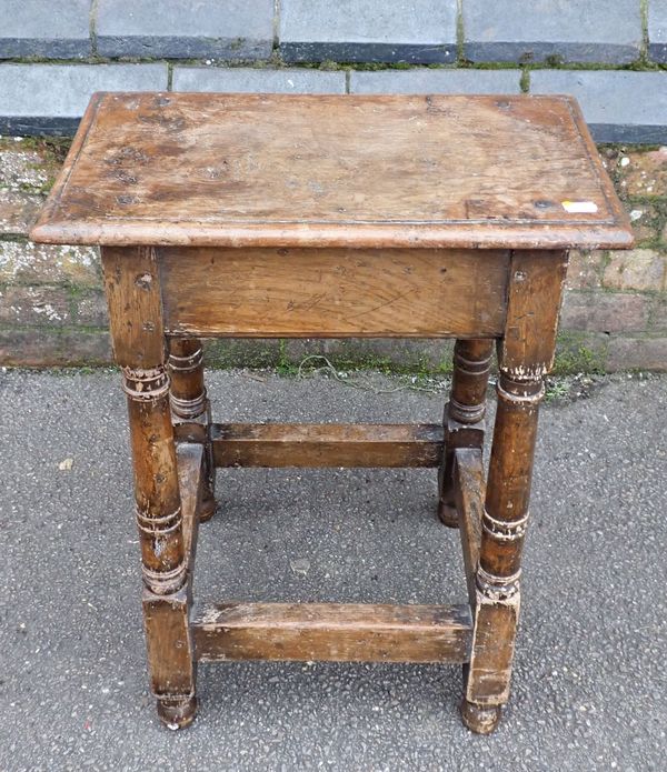 AN OAK JOINT STOOL, WITH PEGGED TOP