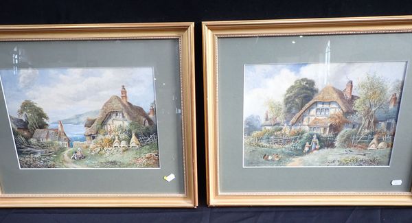 H. FOSTER: DORSET THATCHED COTTAGES, WATERCOLOUR