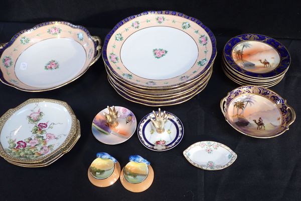 A NORITAKE PART DESSERT SERVICE, FLORAL AND GILT