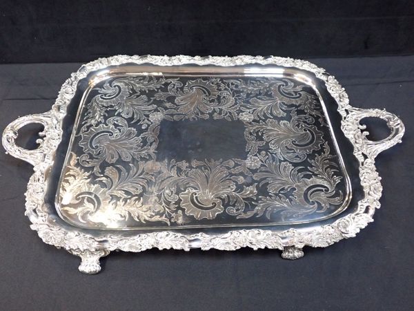 A LARGE SILVER-PLATED  TRAY