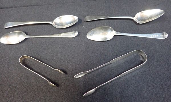 FOUR  OLD ENGLISH SILVER SPOONS