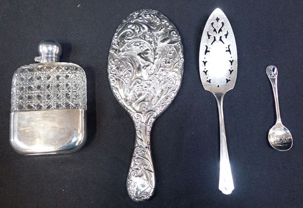 CRYSTAL AND SILVER PLATE HIP FLASK