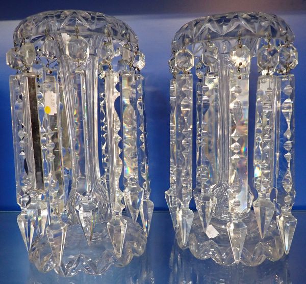 A PAIR OF VICTORIAN CUT-GLASS TABLE LUSTRES