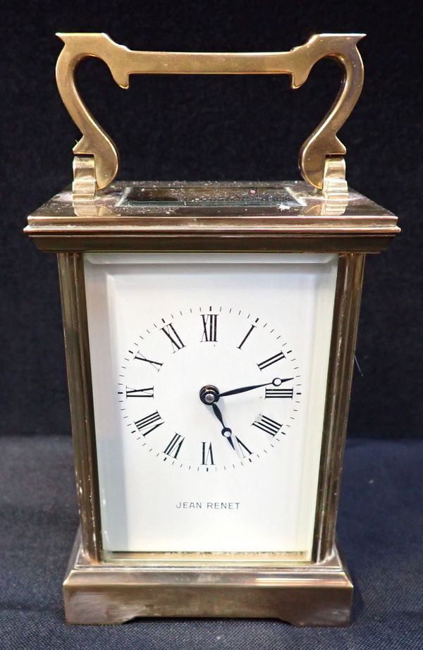 A BRASS CARRIAGE CLOCK