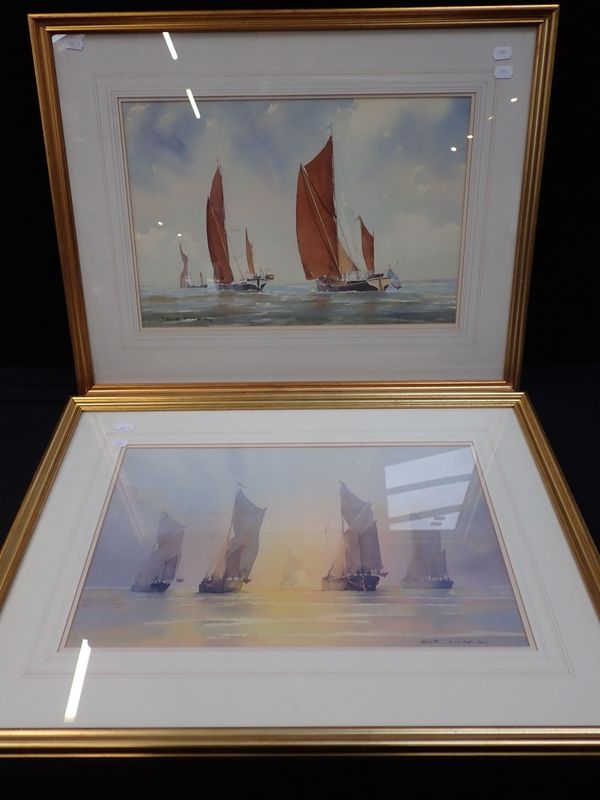 BOB McKAY: FOUR SAILING VESSELS AT SUNSET