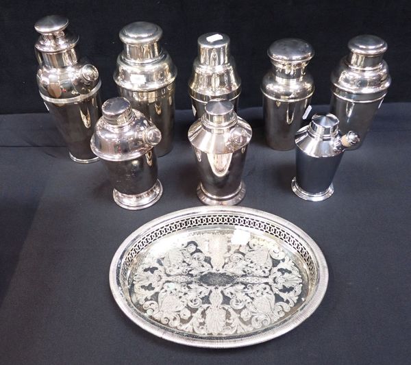 A COLLECTION OF SILVER-PLATED COCKTAIL SHAKERS