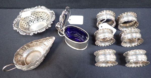 SIX SILVER NAPKIN RINGS