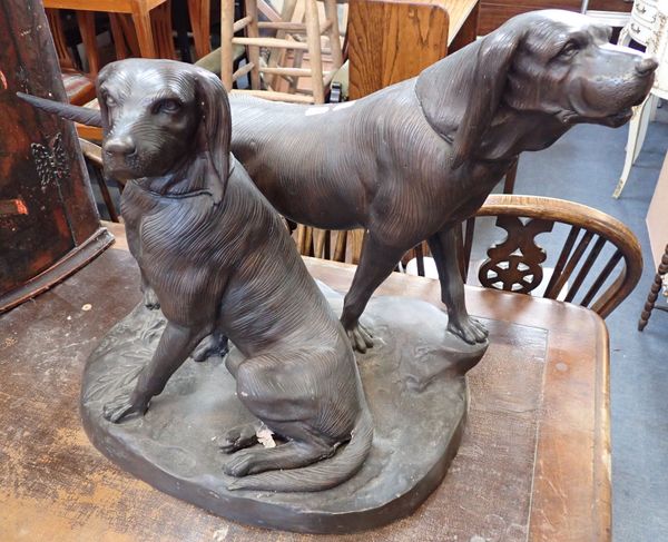 AFTER P.J. MENE (1810-1879) A LARGE GROUP OF TWO BRONZE DOGS