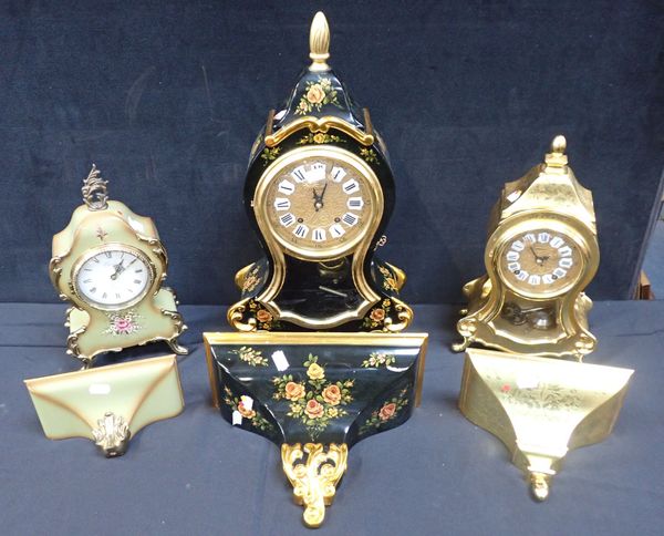 A ZENITH SWISS EBONISED WOOD AND PARCEL GILT MANTEL CLOCK OF LOUIS XV DESIGN