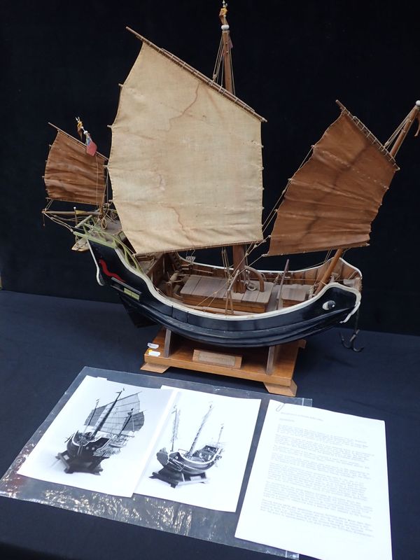 A MODEL CHINESE 'FUKIEN JUNK', ON STAND