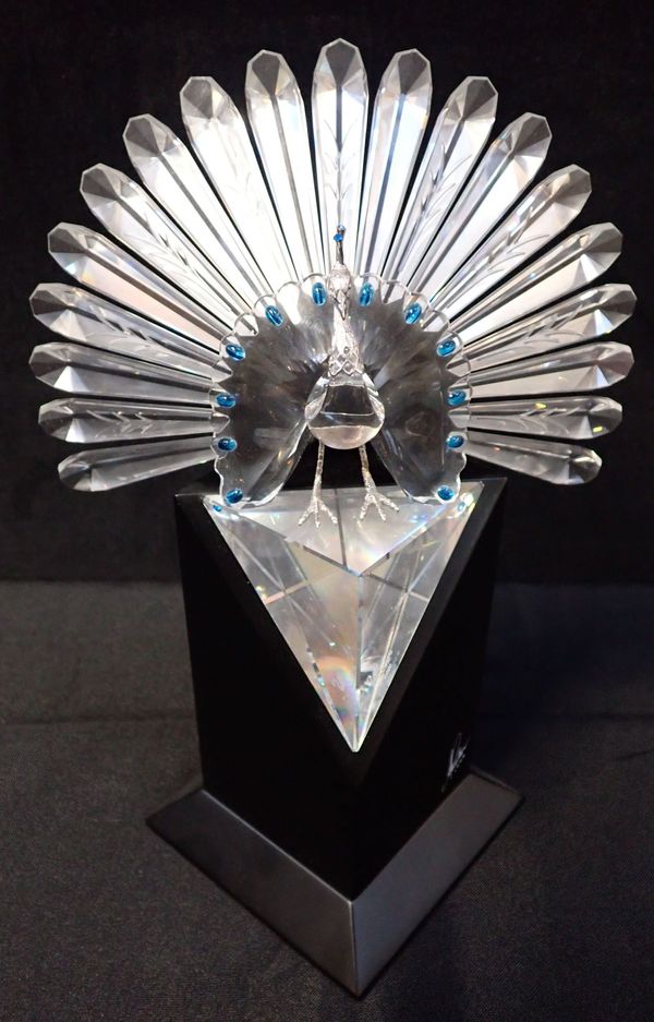 A SWAROVSKI SILVER CRYSTAL LIMITED EDITION FIGURE ‘THE PEACOCK’