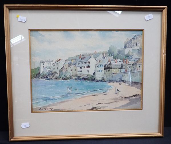 FRANK BELCHER: CORNISH COASTAL VILLAGE SCENE