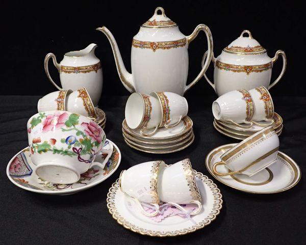 A LIMOGES PART COFFEE SET, WITH TRANSFER-PRINTED BORDER