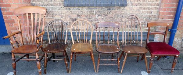 A VICTORIAN BEECH LATH-BACK ARMCHAIR