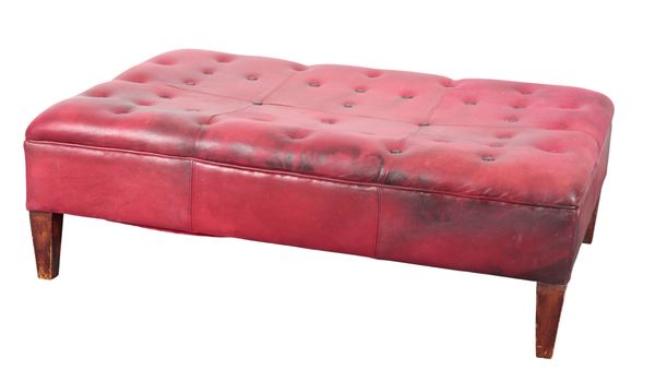 A MOROCCAN RED LEATHER OTTOMAN