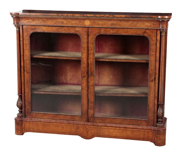 A VICTORIAN WALNUT, BURR WALNUT AND GILT METAL MOUNTED SIDE CABINET