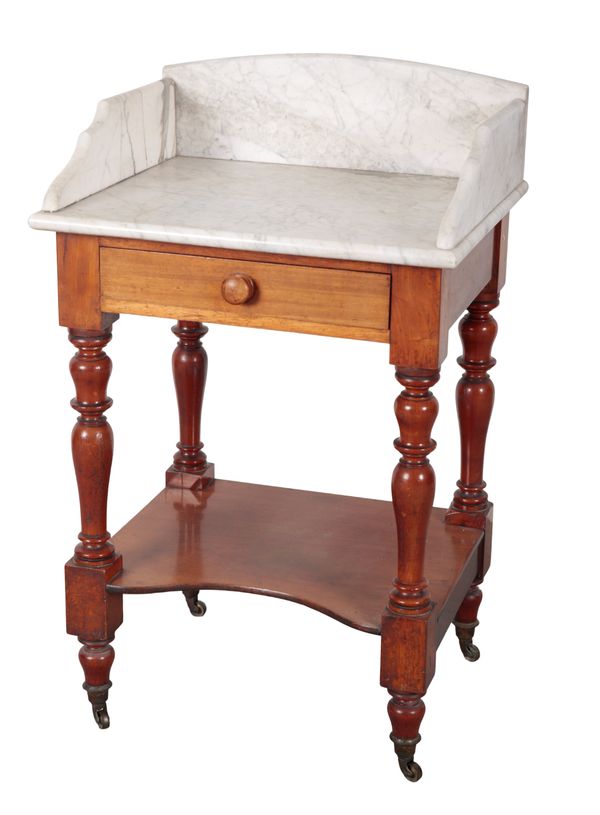 A VICTORIAN MAHOGANY AND MARBLE TOPPED WASHSTAND