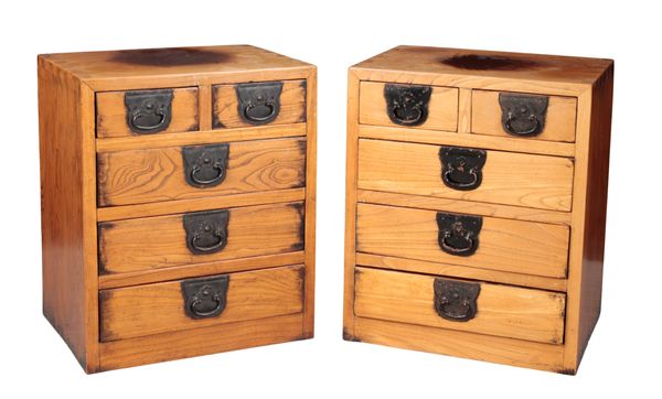 A PAIR OF CHINESE ELM CABINETS OR BEDSIDE CHESTS