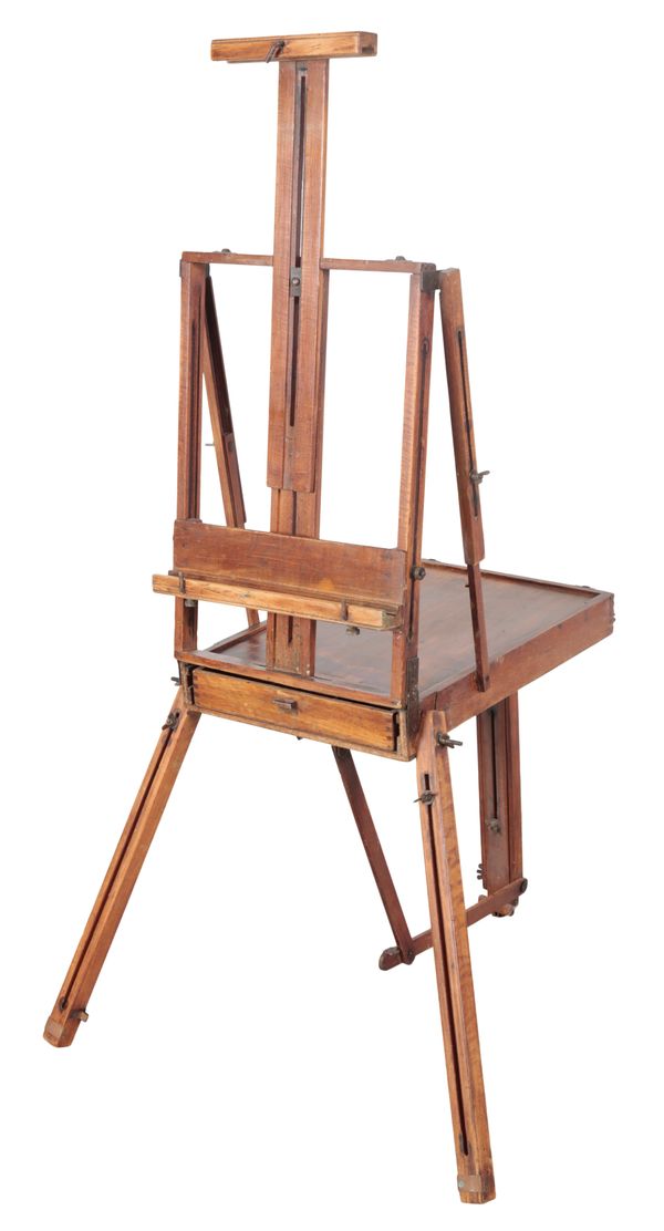 AN EDWARDIAN STAINED BEECH ARTISTS EASEL