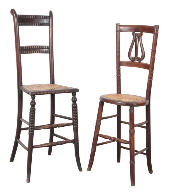 TWO SIMILAR CHILD'S 'CORRECTION' CHAIRS