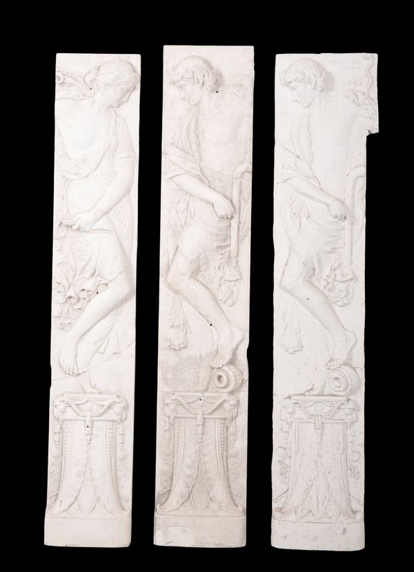 THREE LARGE PLASTER RELIEFS OF CLASSICAL FIGURES