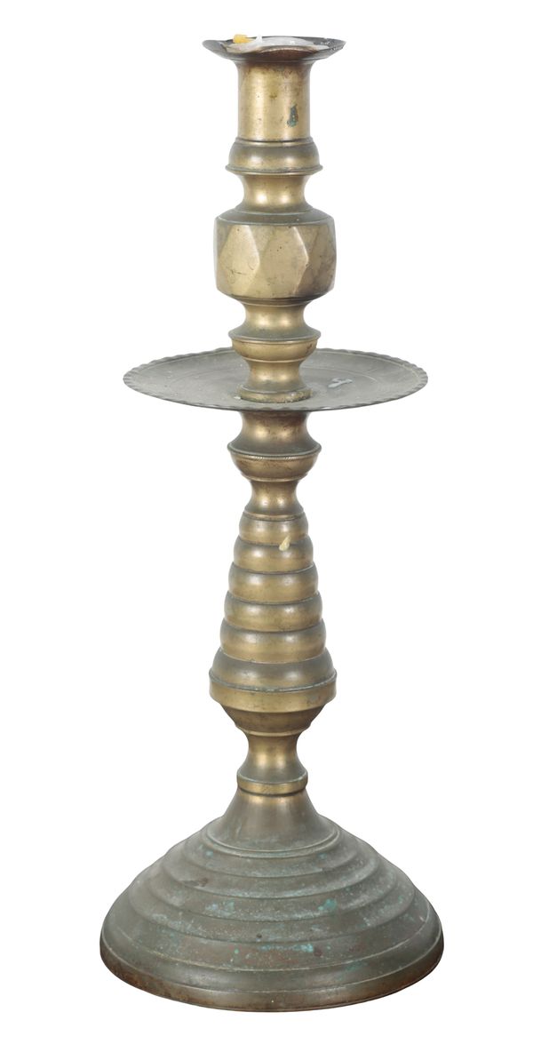 A LARGE OTTOMAN BRASS CANDLESTICK IN 18TH CENTURY STYLE