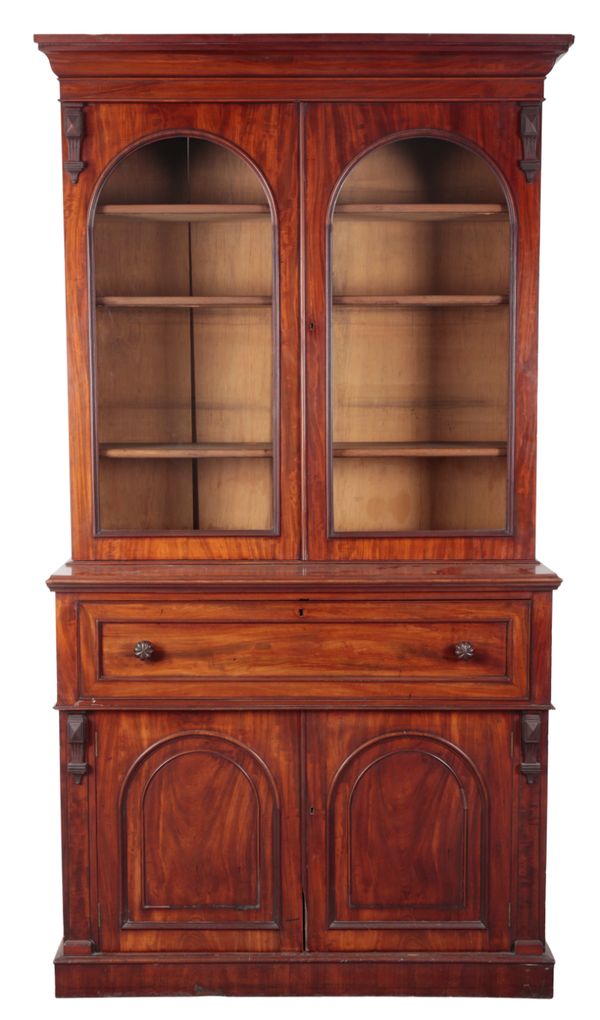 A VICTORIAN MAHOGANY SECRETAIRE BOOKCASE