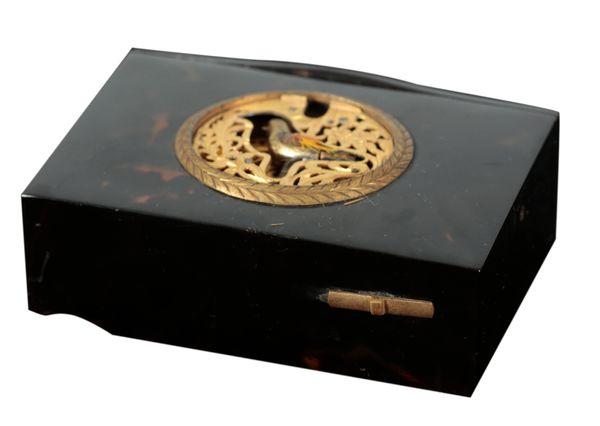 A TORTOISESHELL AUTOMATON MUSICAL BIRD BOX