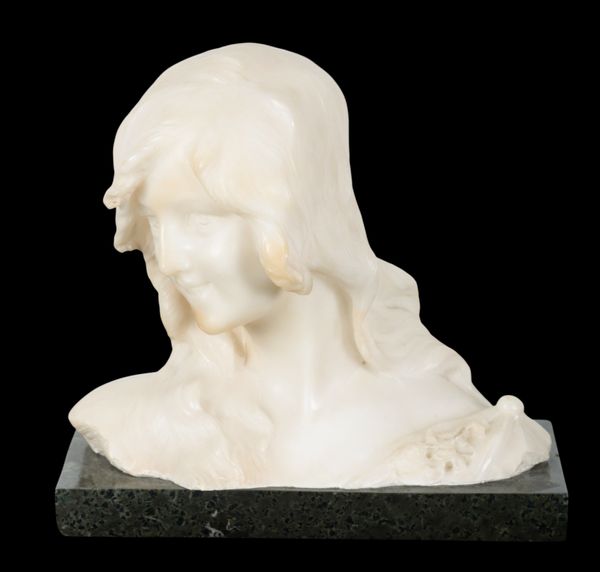 ENRICO BRUNELLESCHI (c.190-1935 ITALIAN) AN ALABASTER BUST OF A YOUNG LADY