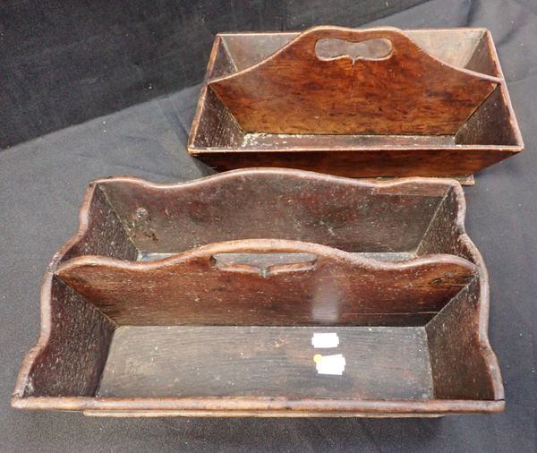 TWO 19TH CENTURY MAHOGANY CUTLERY CARRIERS