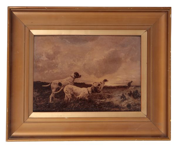 ENGLISH SCHOOL 19TH/20TH CENTURY, A crystoleum print of gun dogs