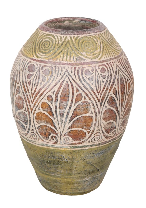 A LARGE TERRACOTTA 'ART NOUVEAU' VASE