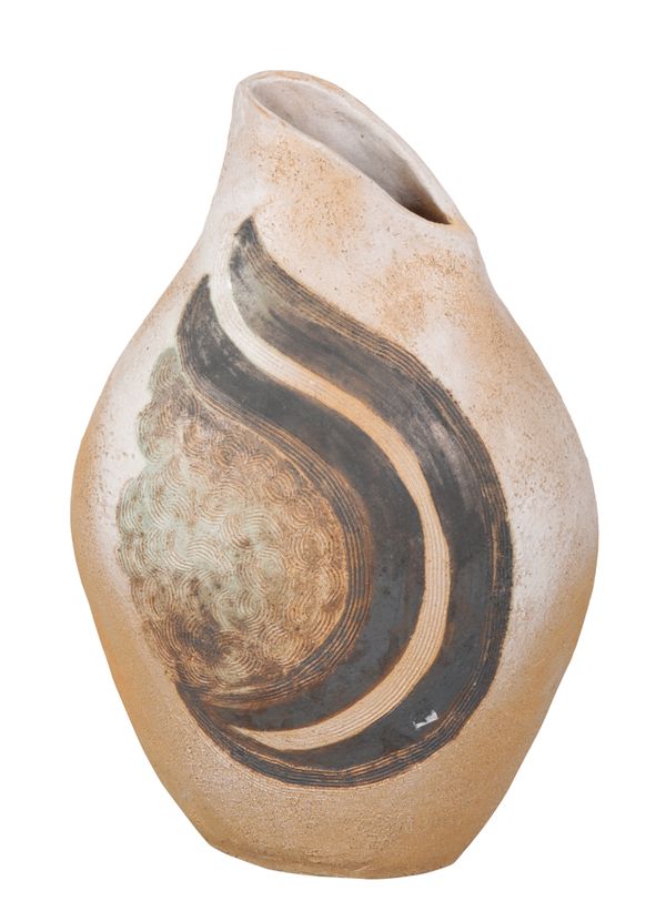 A LARGE STONEWARE VASE