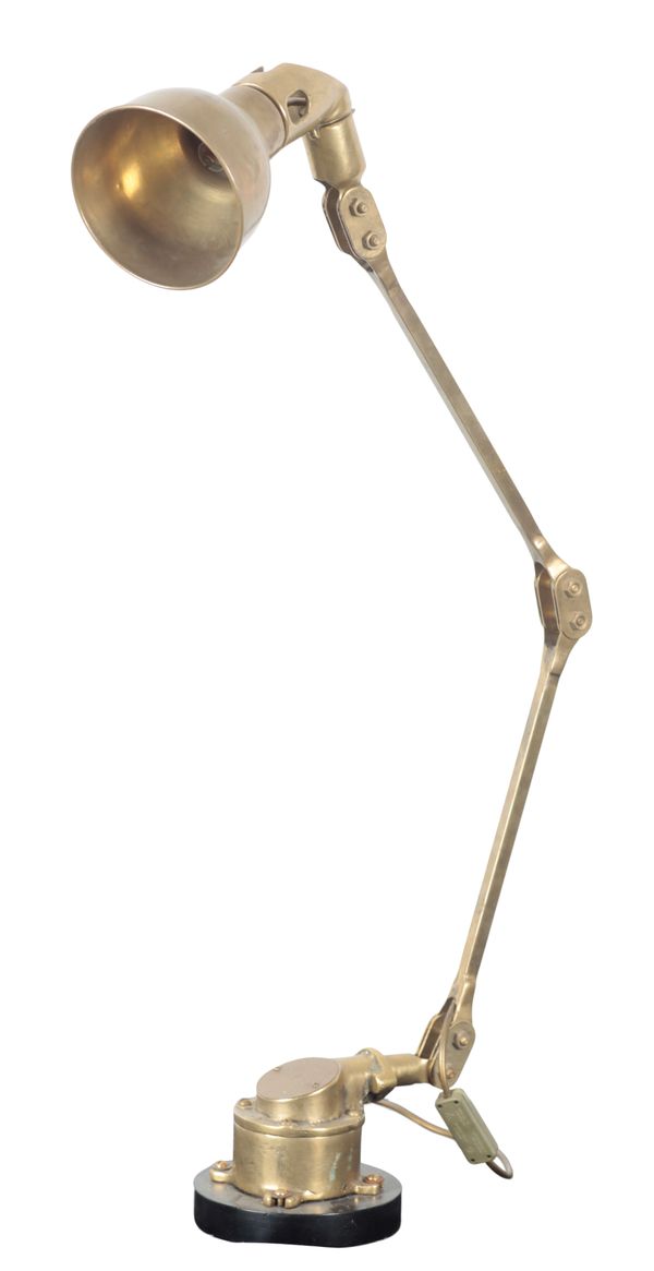 A LARGE SCALE BRASS ANGLEPOISE LAMP