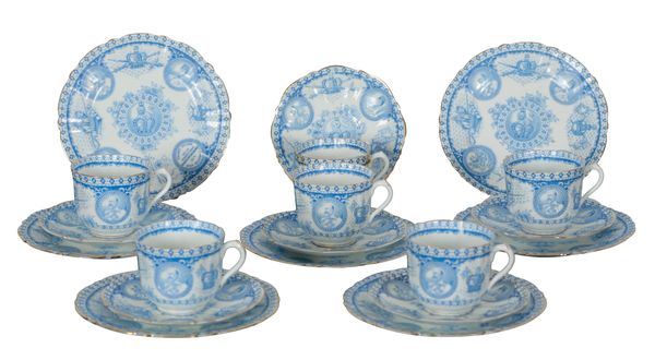 A BLAIR & CO PORCELAIN PART TEA SERVICE COMMEMORATING THE CORONATION OF EDWARD VII