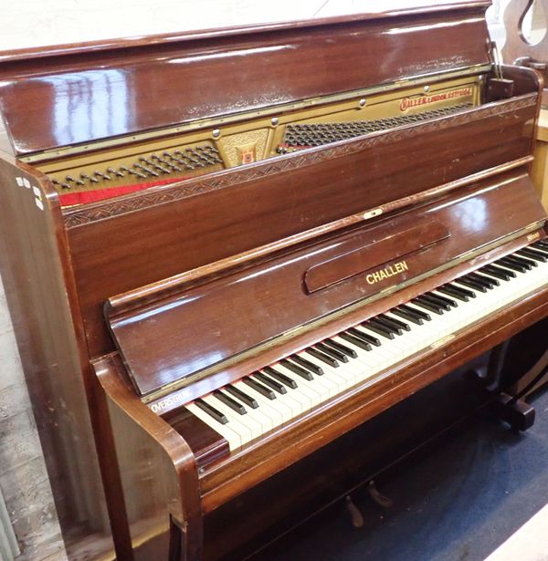 A MAHOGANY UPRIGHT PIANO BY CHALLEN