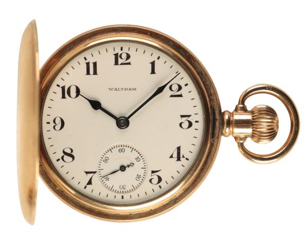 WALTHAM: A GOLD-PLATED GENTLEMAN'S FULL HUNTER POCKET WATCH